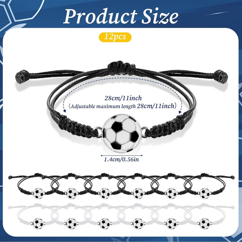 simarro 12pcs Soccer Baseball Basketball Braided Sports Bracelets, Sports Accessories Adjustable Football Inspirational Wristbands for Fans Men Women Teen Adults Team - Image 2